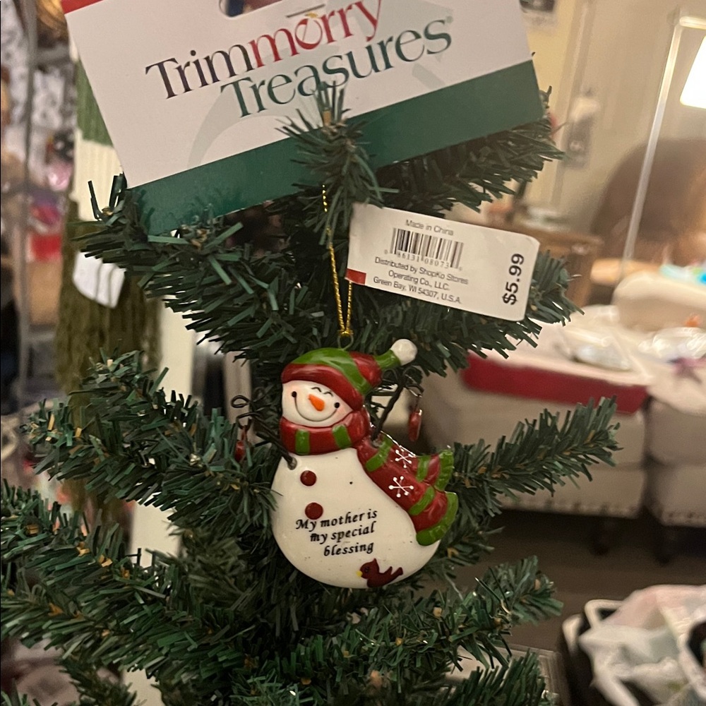 Snowman Ornament - 'My mother is my special blessing' 2003 with original tags